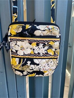 Vera Bradley Black, Yellow & Cream Floral Quilted Crossbody Bag